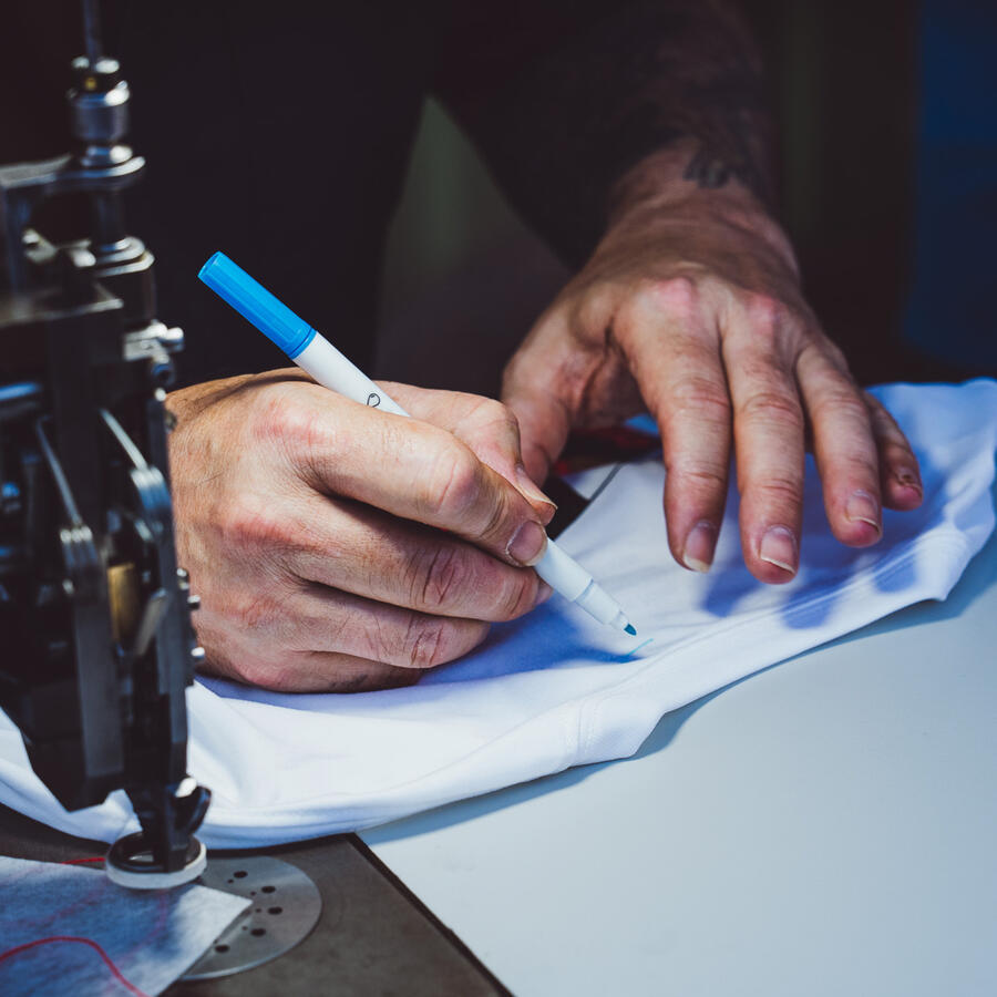 Hands working on design