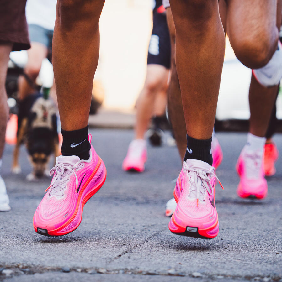 Athletes warming up for a run